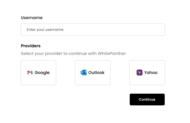 whitepanther software's oauth and SSO user interface